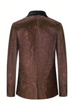 Sparkly Brown One Button Shawl Lapel Men's Blazer