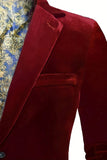 Burgundy Velvet Single Breasted Men's Blazer