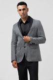 Sparkly Grey Shawl Lapel Slim Fit Men's Prom Blazer