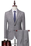 Grey Double Breasted 3 Pieces Men's Suit