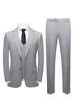 Simple Grey Shawl Lapel 3 Piece Men's Suit Set