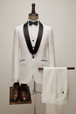 White Shawl Lapel 3 Pieces Men's Suits