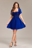 Sparkly Royal Blue Sequins Short Homecoming Dress