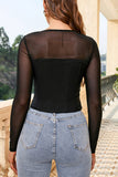 Black Corset Top with Sheer Long Sleeves