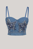 Sparkly Blue Jeans Corset Top With Stars