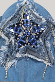 Sparkly Blue Jeans Corset Top With Stars