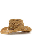 Apricot Knitting Western Cowboy Hat Straw Hat Hollow Out Sunhat