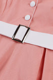 Blush Lapel Neck A Line Vintage 1950s Dress