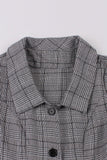 Grey Plaid Lapel Neck Vintage 1950s Dress