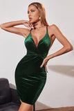 Dark Green A Line Bodycon Spaghetti Straps Short Cocktail Dress