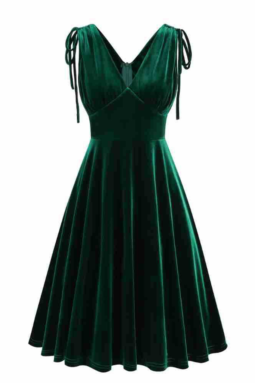Zapaka Women Dark Green Vintage Dress A Line V Neck Short Dress ZAPAKA NZ Zapaka Women Dark Green Vintage Dress A Line V Neck Short Dress ZAPAKA NZ