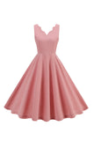 Blush A Line V Neck Pleated Short Vintage 1950s Dress