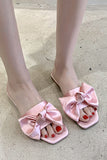 Women's Pink Slippers with Bowknot