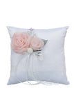 White Wedding Basket and Pillow Set with Pink Flower