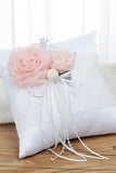 White Wedding Basket and Pillow Set with Pink Flower