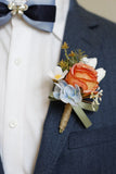 Apricot Prom Wrist Corsage and Men‘s Boutonniere For Wedding