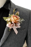 Elegant Blush Prom Wrist Corsage and Men‘s Boutonniere For Wedding Party