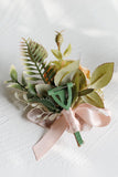 Elegant Blush Prom Wrist Corsage and Men‘s Boutonniere For Wedding Party