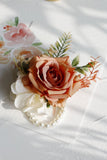 Elegant Blush Prom Wrist Corsage and Men‘s Boutonniere For Wedding Party