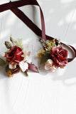 Elegant Blush Prom Wrist Corsage and Men‘s Boutonniere For Wedding Party