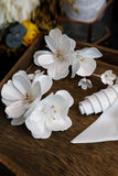 White Elegant Fabric Flower Hair Clips