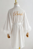 Red Bride Bridesmaid Tea-Length Robe with Feather