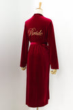 Burgundy Velvet Bride and Bridesmaid Tea Length Robe