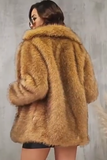 Brown Open Front Shaggy Faux Fur