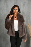 Black Shawl Lapel Short Fitted Faux Fur