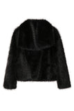 Black Shawl Lapel Short Fitted Faux Fur