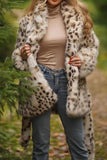 Leopard Print Maxi Shearling Coat with Belt