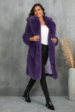 Camel  Notched Lapel Long Faux Fur Long Shaggy Women Coat