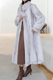 White Fluffy Faux Fur Long Sleeves Long Coat