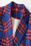 Red Blue Plaid Double Breasted Women Blazer