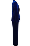 Royal Blue Velvet Single Button Women's Suits