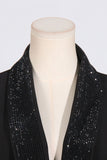 Sparkly Black Shawl Lapel Backless Beading Women's Blazer