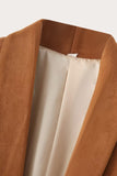 Casual Camel Shawl Lapel Open Front Women Blazer