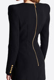 Black V-neck Slim Fit Long Women Blazer