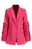 Fuchsia 2 Pieces Notched Lapel One Button Women Suits