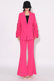 Fuchsia 2 Pieces Notched Lapel One Button Women Suits