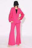 Fuchsia 2 Pieces Notched Lapel One Button Women Suits