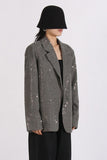 Sparkly Grey Notched Lapel Sequined Women Blazer