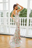 Apricot Floral Mermaid Long Ball Dress