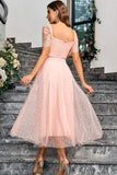 Pink A Line Maxi Ball Dress With Lace