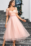 Pink A Line Maxi Ball Dress With Lace