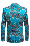 Blue Embroidery One Button Men's Blazer