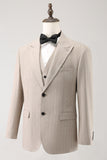 Ivory Peak Lapel Pinstripe Single Breasted 3 Piece Men's Prom Suits