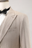 Ivory Peak Lapel Pinstripe Single Breasted 3 Piece Men's Prom Suits