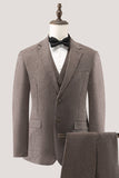 Brown Notched Lapel 3 Piece Single Breasted Men's Prom Suits