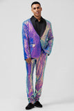 Sparkly Purple Sequins Shawl Lapel 2 Pieces Men's Prom Suits